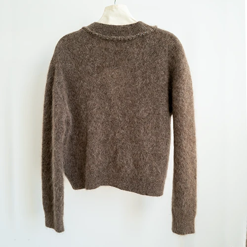 V Neck Fluffy Knit Sweater