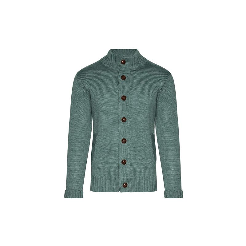 Kabelstrikket cardigan med dobbelt lomme
