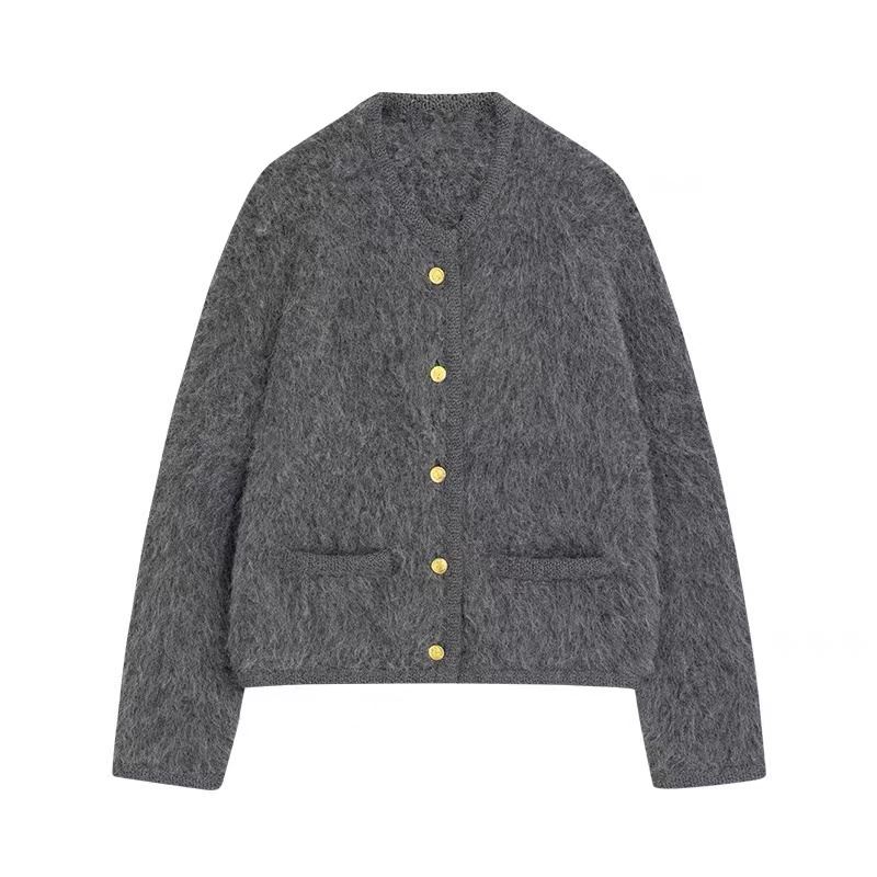 Dame designer stribet sweater frakke
