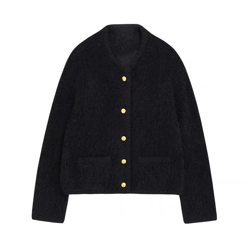 Dame designer alsidig stribet sweaterjakke