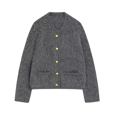 Dame designer stribet sweater frakke